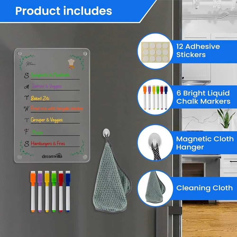 Acrylic Magnetic Menu Planner for Refrigerato